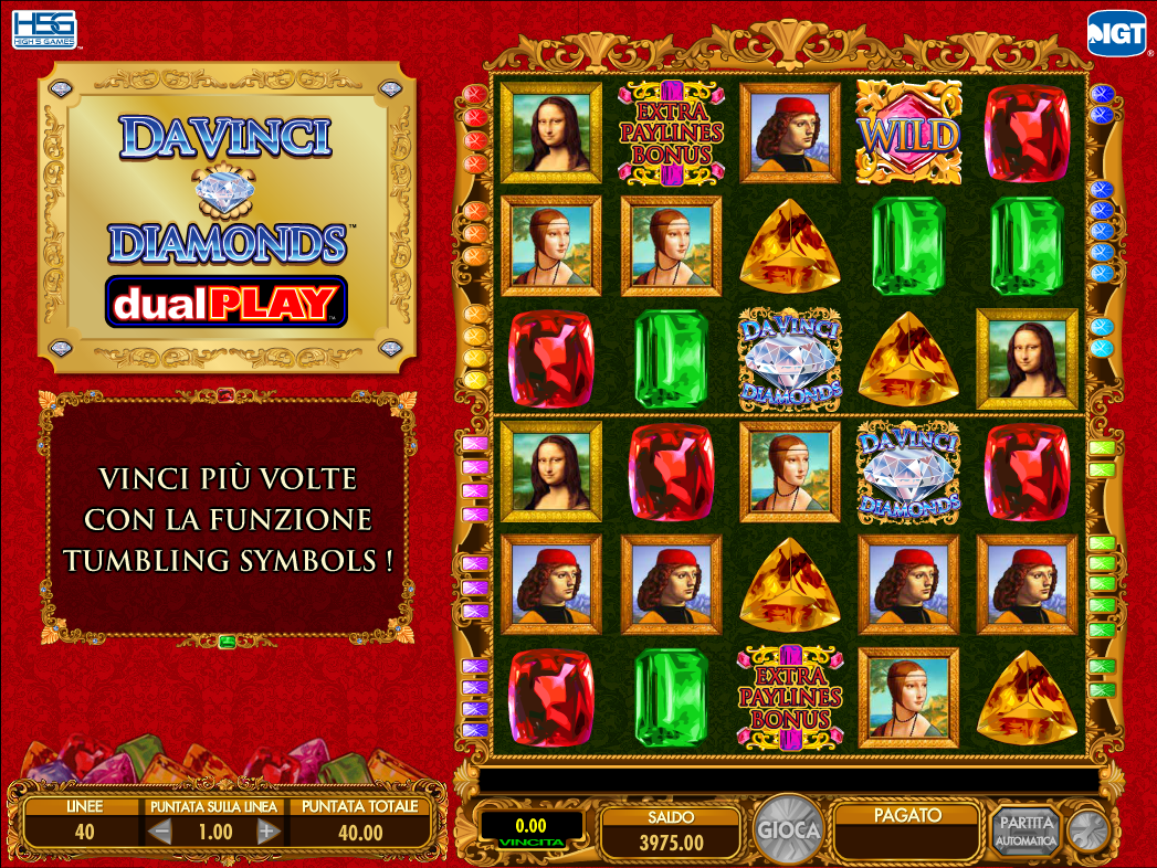 Da Vinci Diamonds Dual Play spilleautomat - spill gratis
