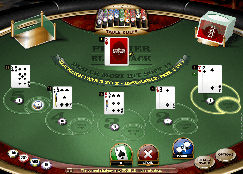 Gratis Multi Hand Premier Bonus Blackjack-spill