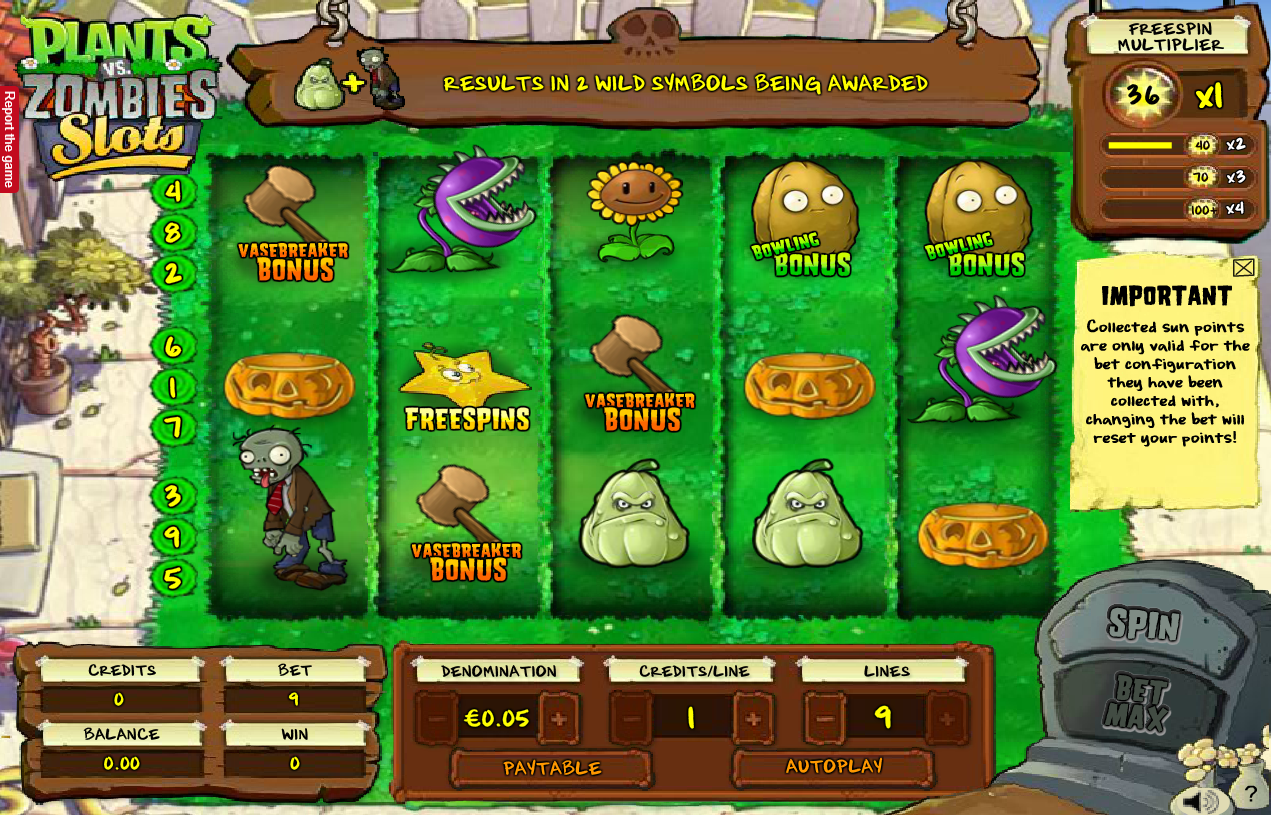 Plants vs Zombies spilleautomat - spill gratis