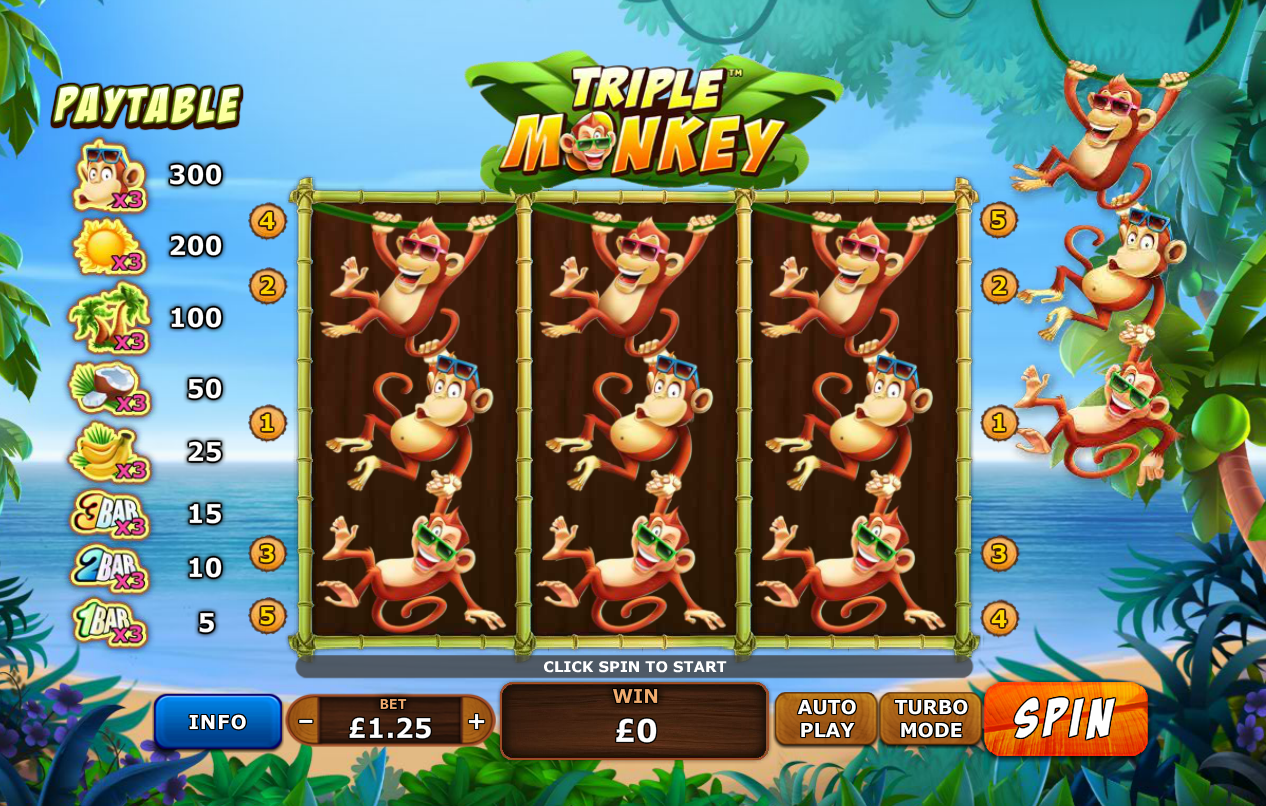 Triple Monkey spilleautomat - spill gratis