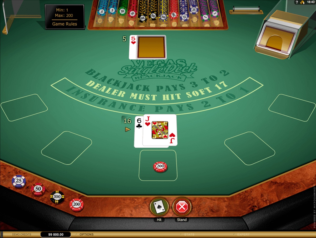 Gratis Vegas Single Deck Blackjack Gold Series-spill